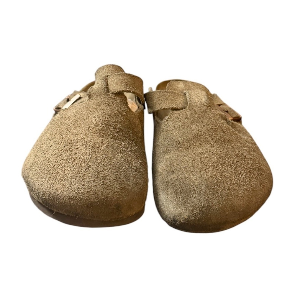 Birkenstock Unisex Boston Clogs 40 Taupe Suede Slip On Comfort Casual Buckle - Picture 3 of 7